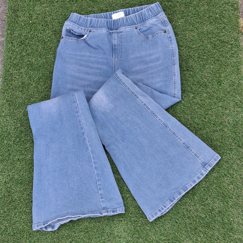Mud Pie Light Blue Flare Jeans with Elastic Waist